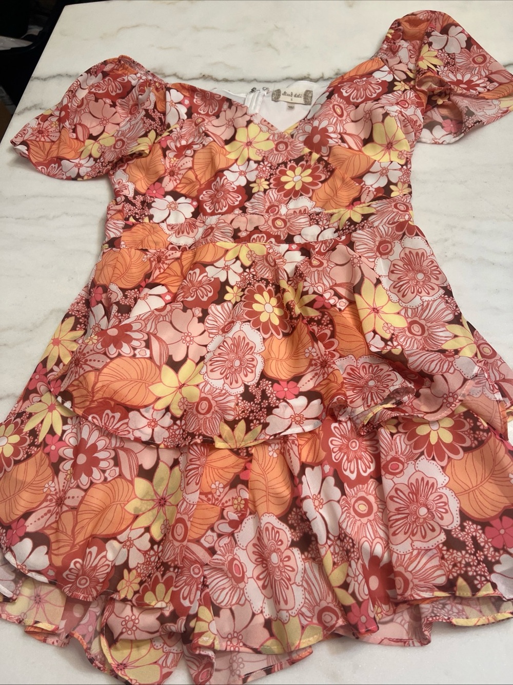 Altar'd State Floral Boho Ruffle Romper Size L Short Sleeve Layered Jumpsuit
